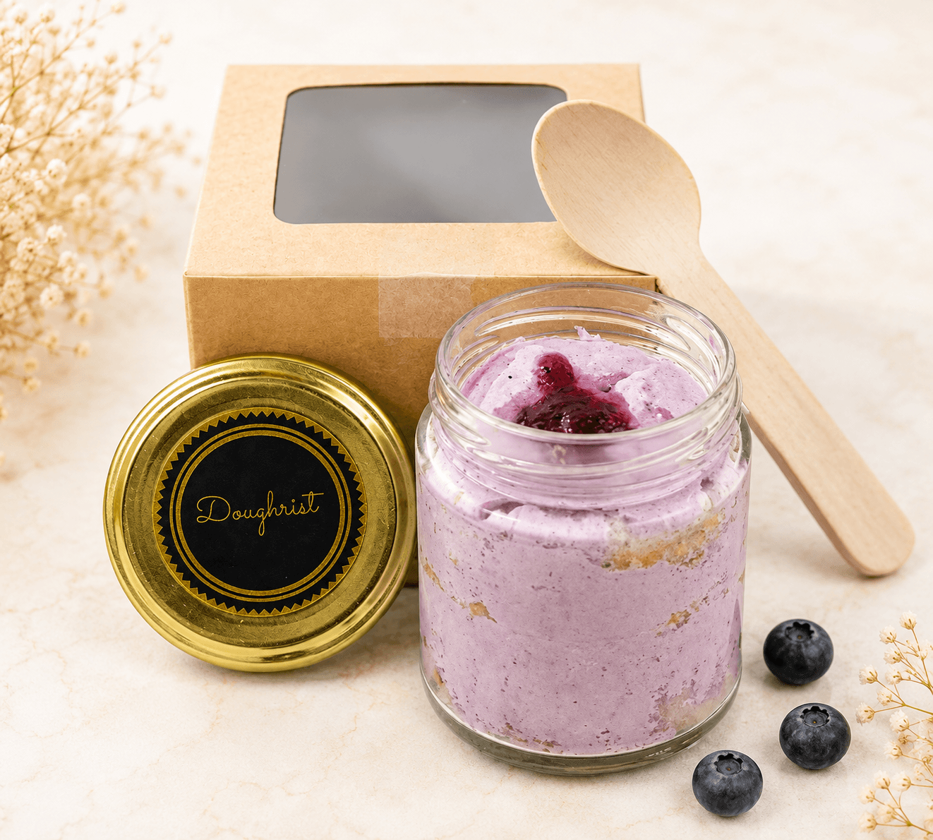 Blueberry Cheese Jar Cake