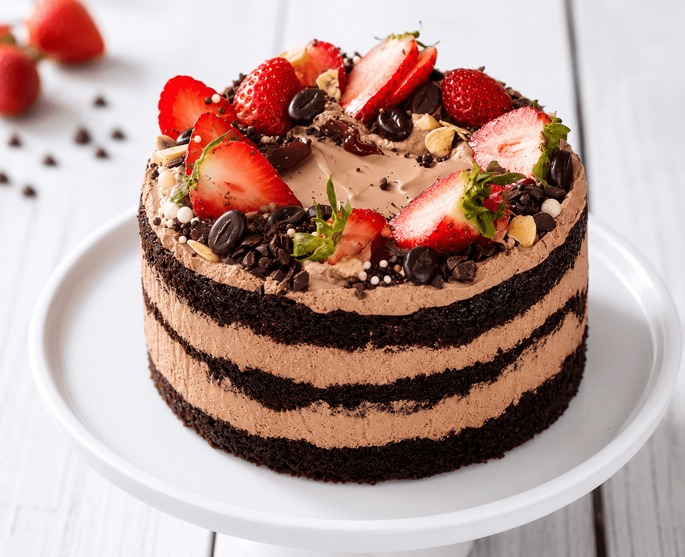 Decadent Chocolate Strawberry Cake