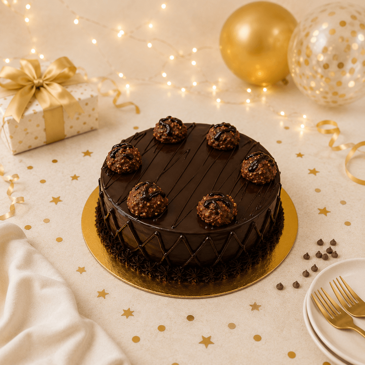 No Cream Ferrero Rocher Chocolate Cake