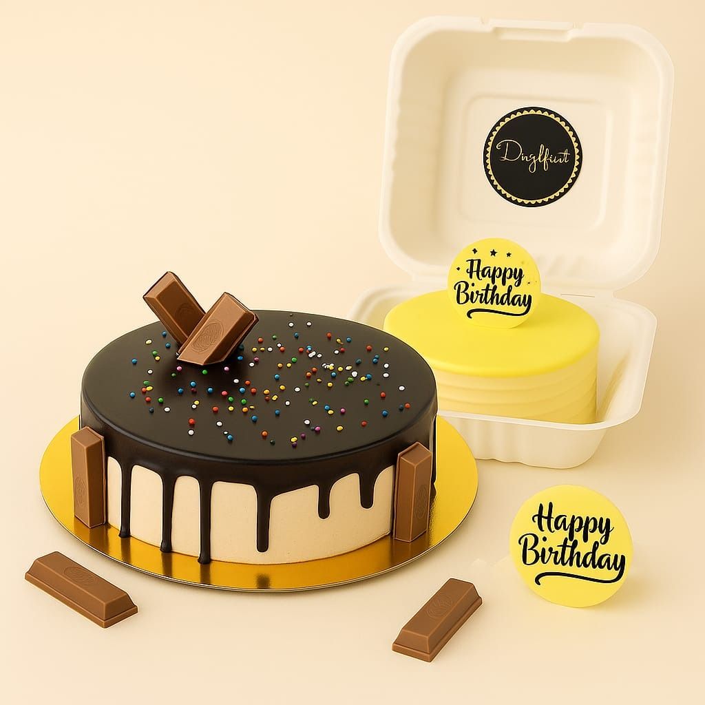 Choco KitKat Drip Cake + Pineapple Bento Cake